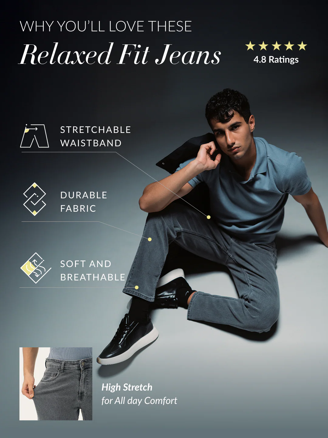 Refined Grey Relaxed Fit Jeans - Image 3
