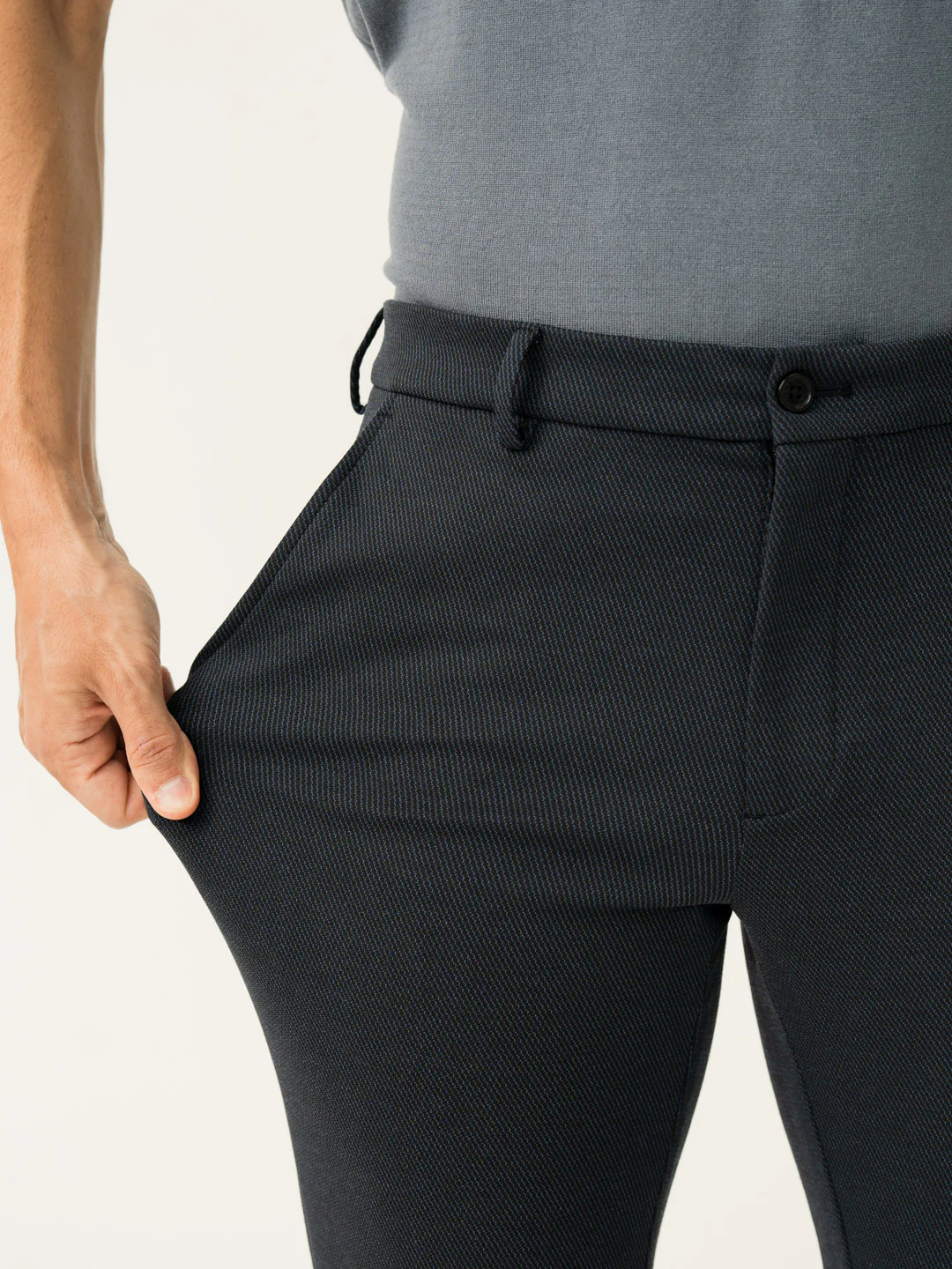 Regal Navy Twill Structured Plus Size Power-Stretch Pants - Image 3