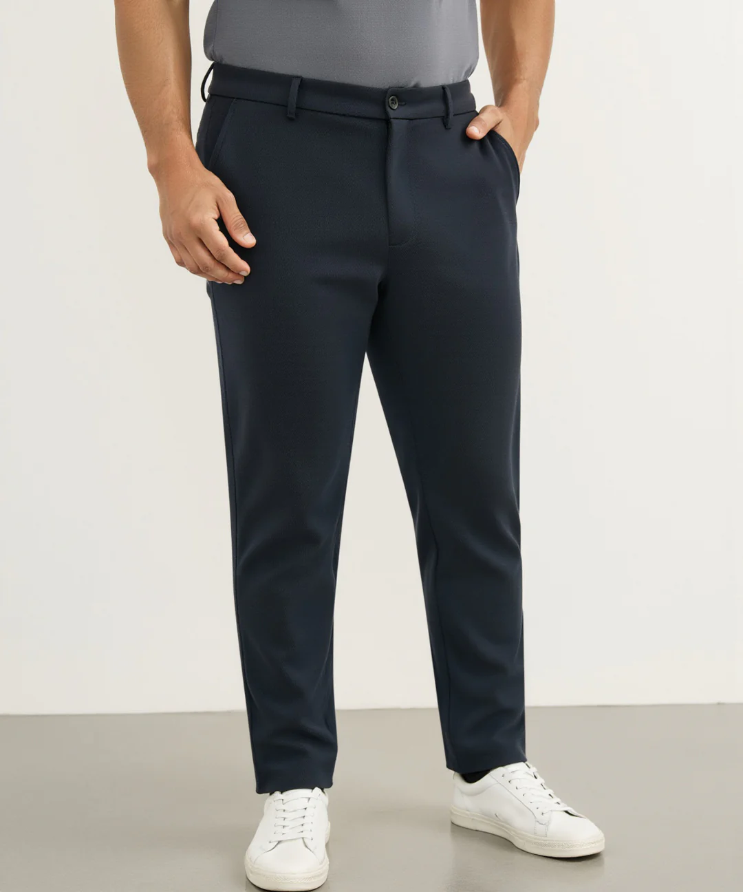 Regal Navy Twill Structured Plus Size Power-Stretch Pants - Image 6