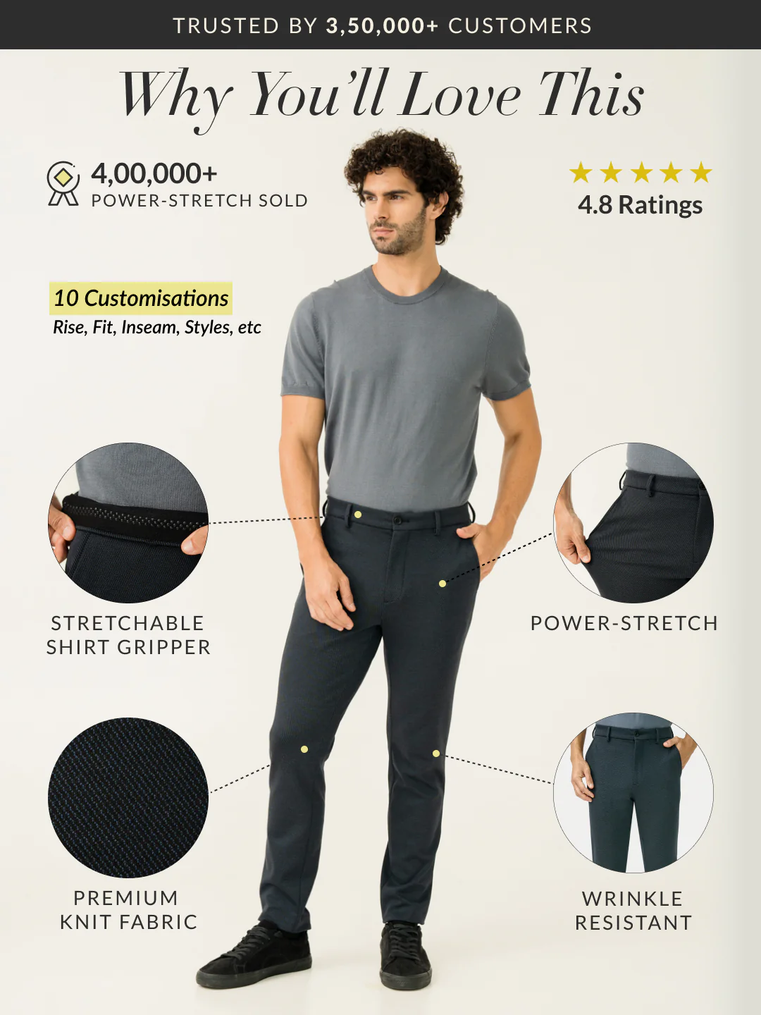 Regal Navy Twill Structured Power-Stretch Pants - Image 2
