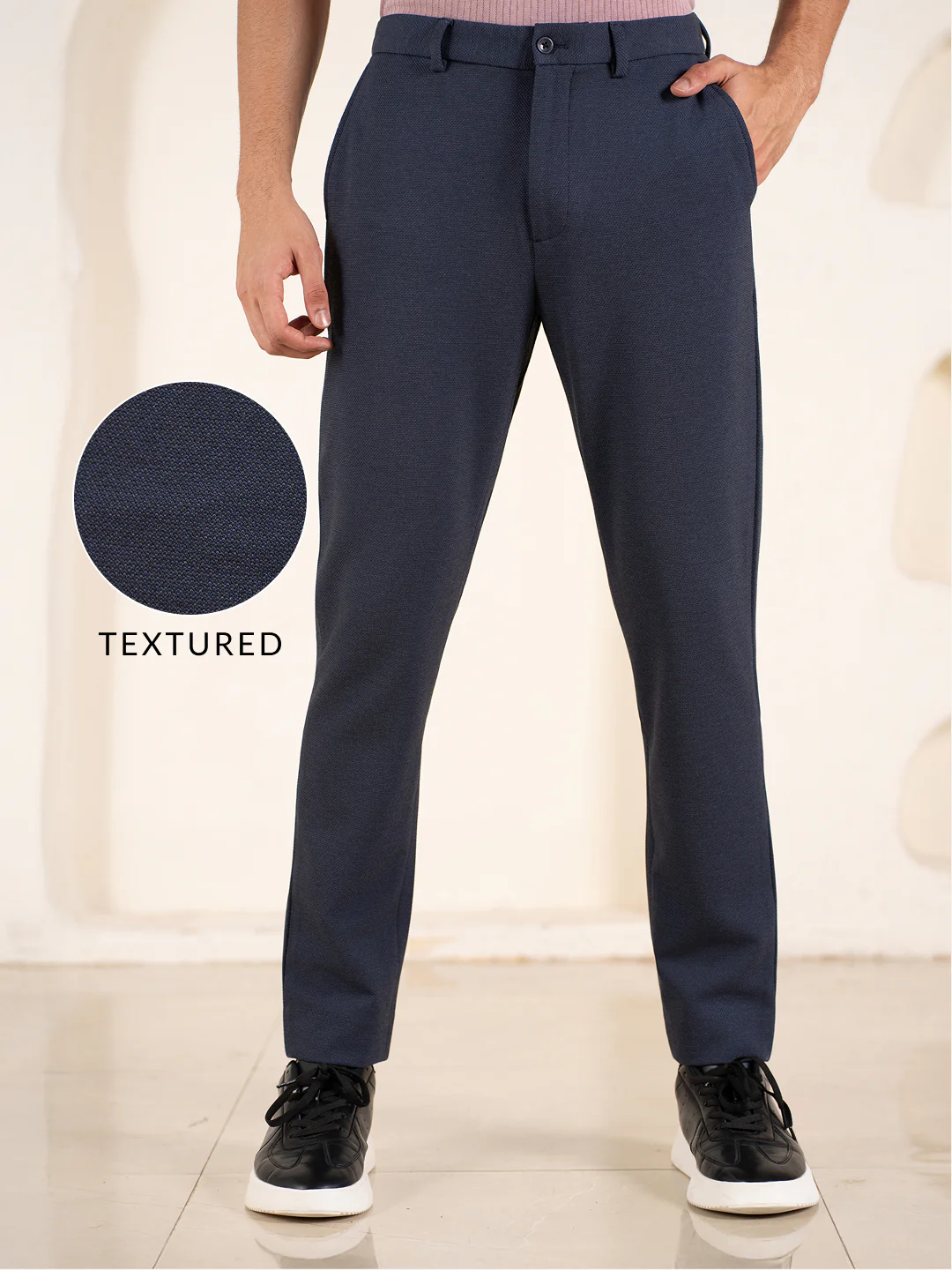 Render Blue Textured Slim Fit Power Stretch Pants - Image 2