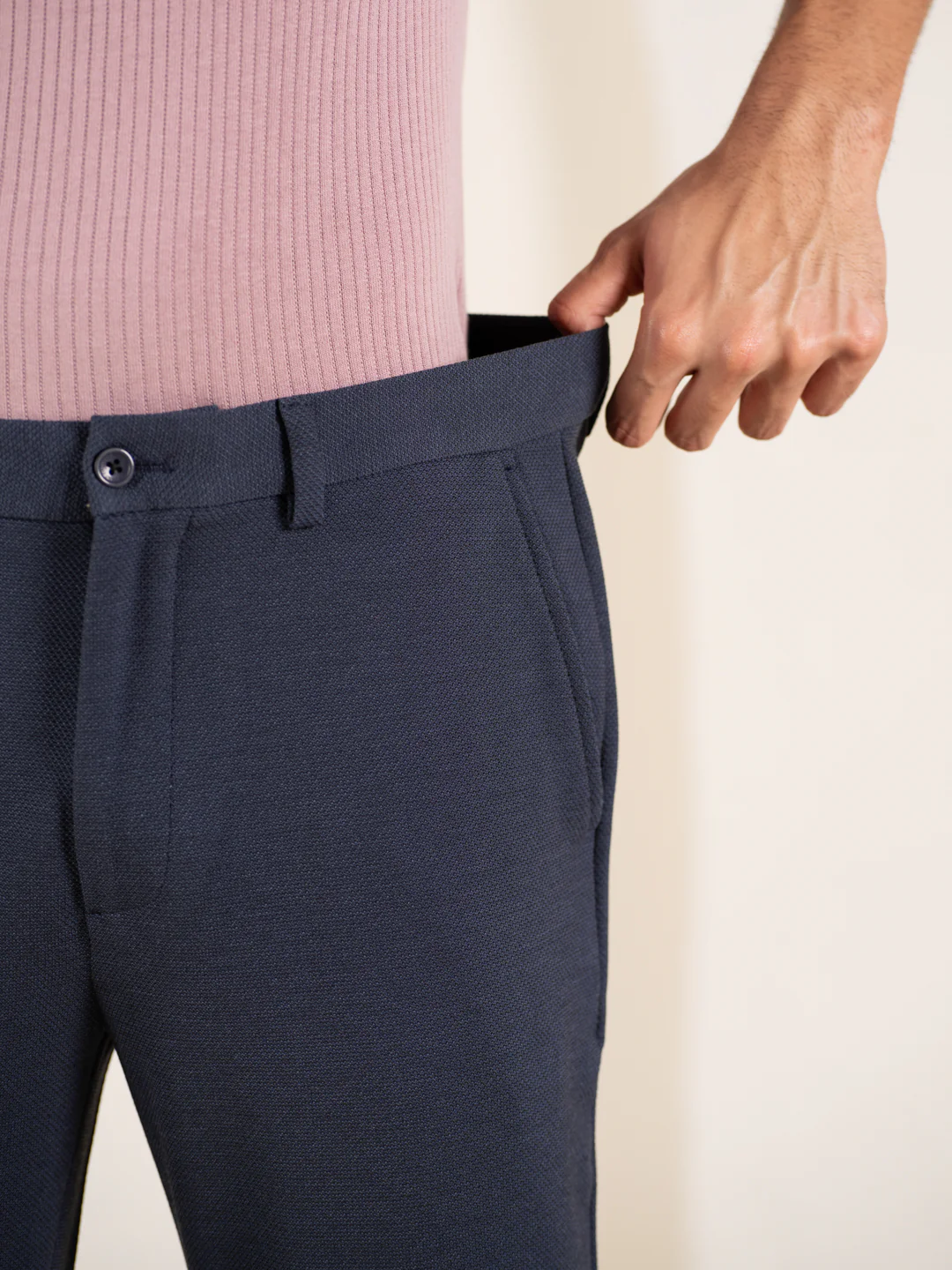 Render Blue Textured Slim Fit Power Stretch Pants - Image 5