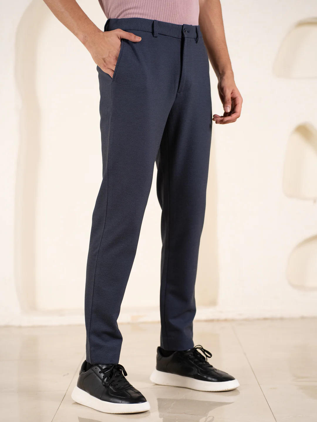 Render Blue Textured Slim Fit Power Stretch Pants - Image 9