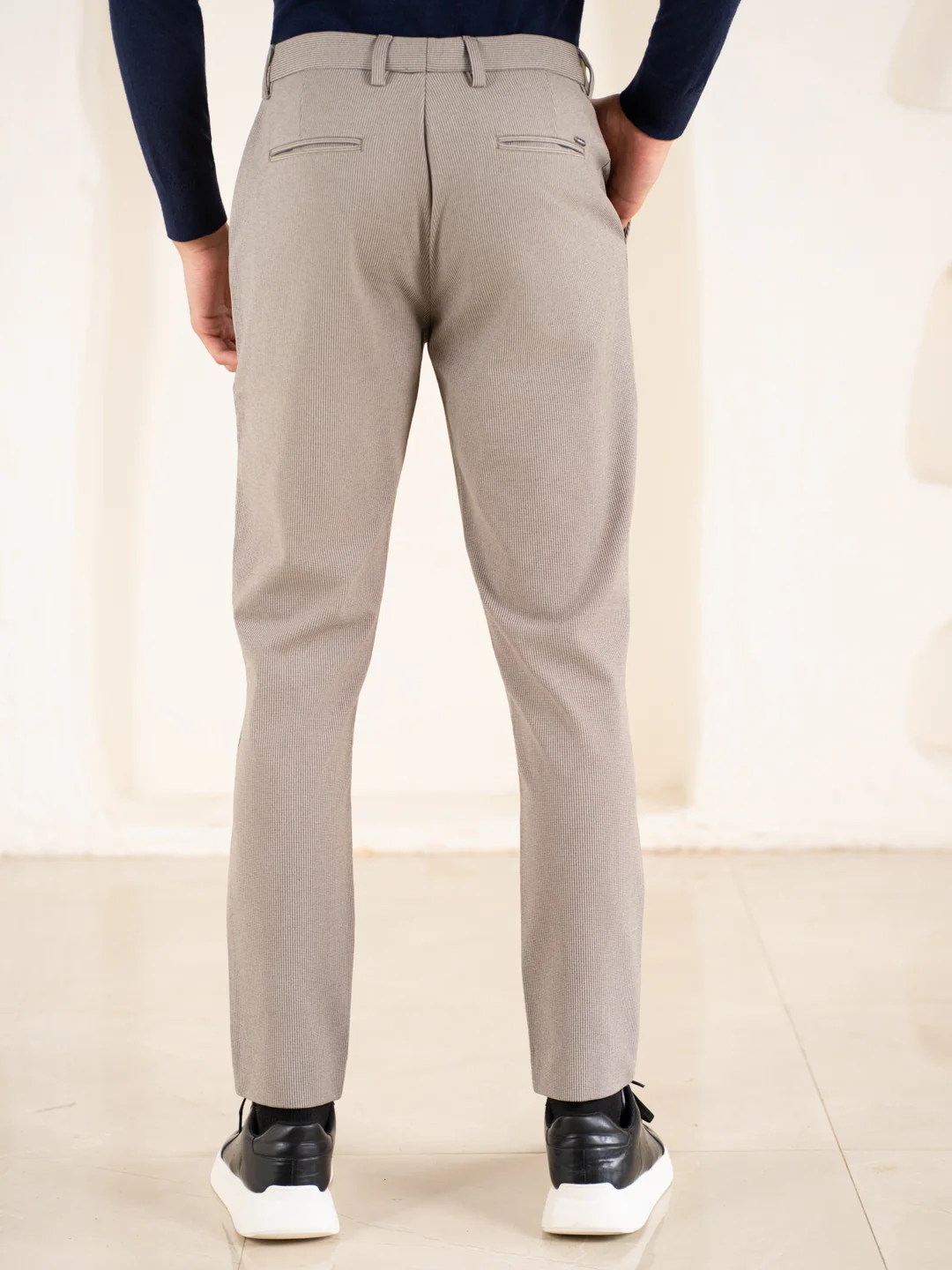 Reverb Brown Houndstooth Slim Fit Power Stretch Pants - Image 7