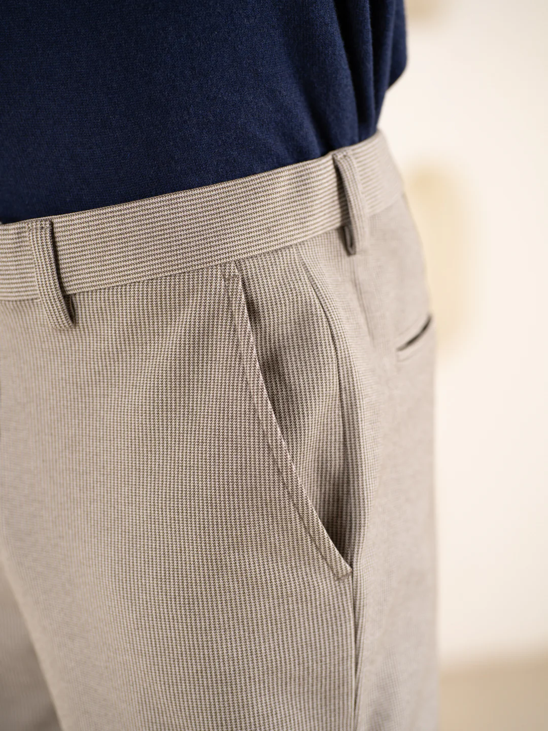 Reverb Brown Houndstooth Slim Fit Power Stretch Pants - Image 9