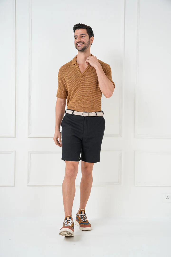 Rich Black 100% Linen Chino Shorts - Image 7