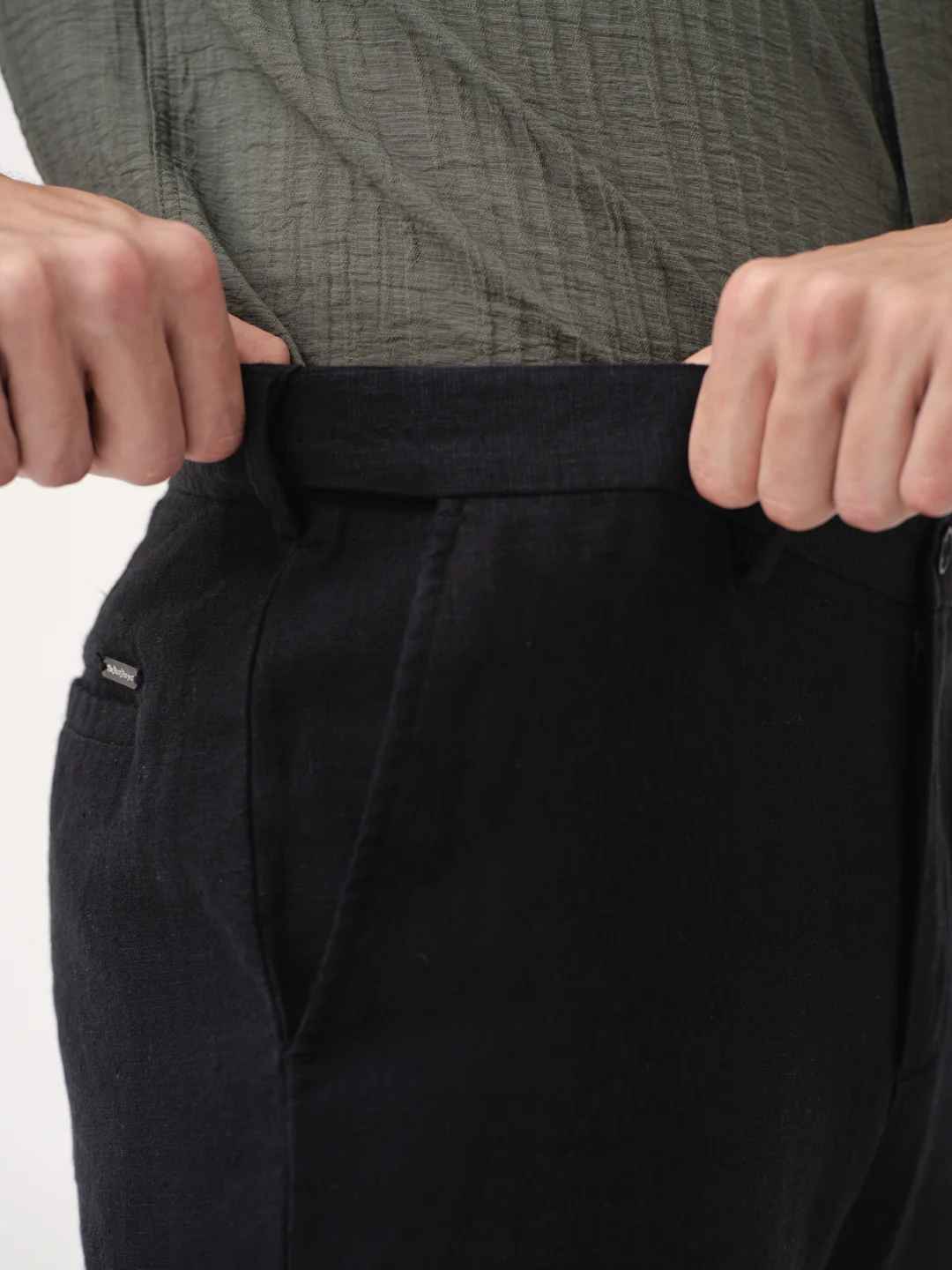 Rich Black 100% Linen Pants - Image 5