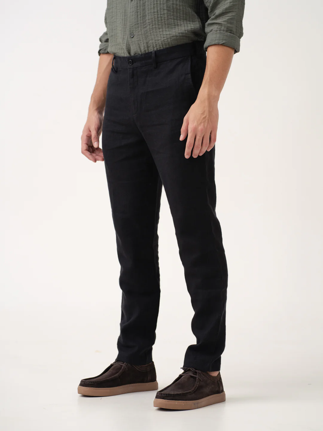Rich Black 100% Linen Pants - Image 7