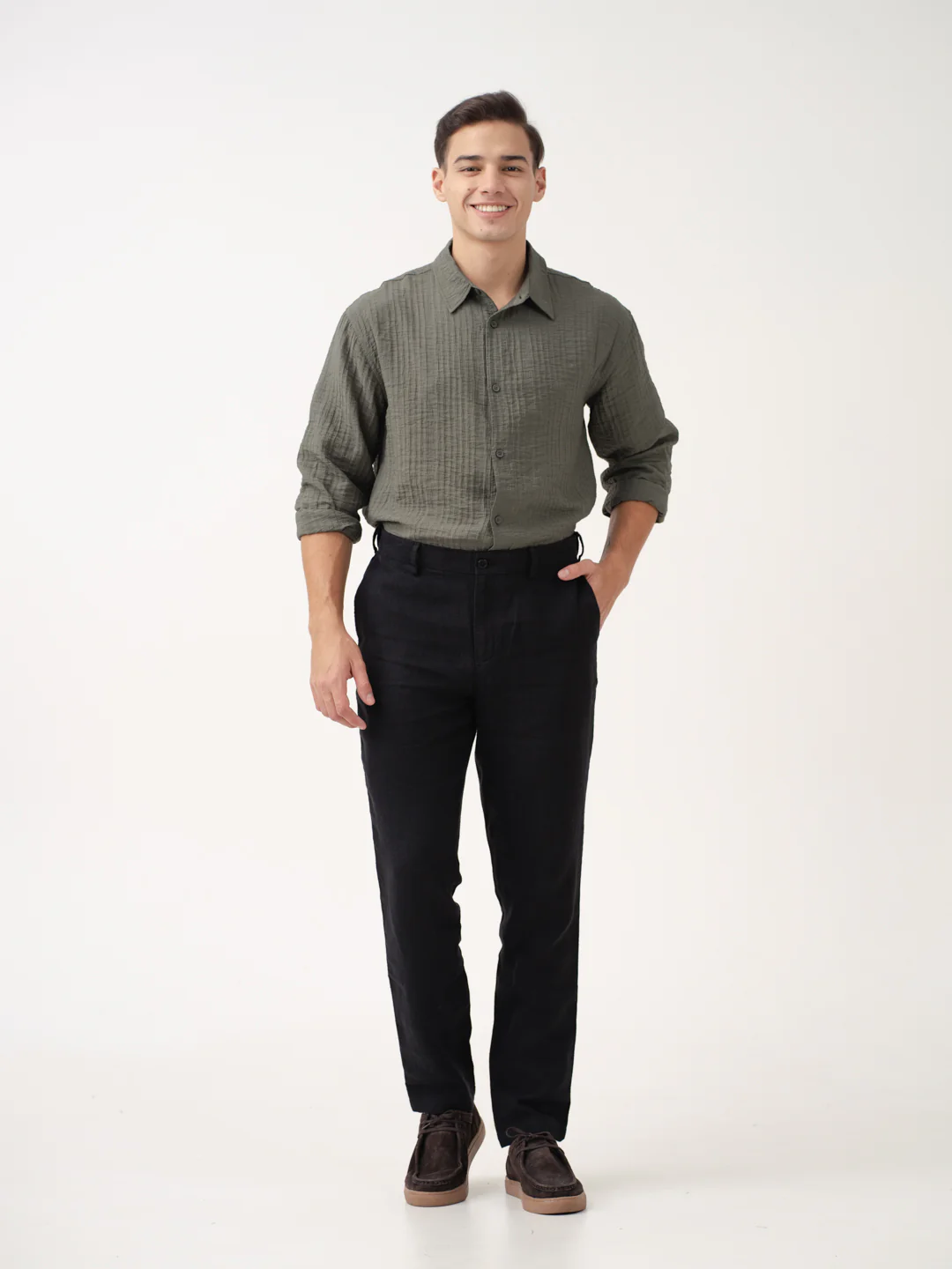 Rich Black 100% Linen Pants - Image 8