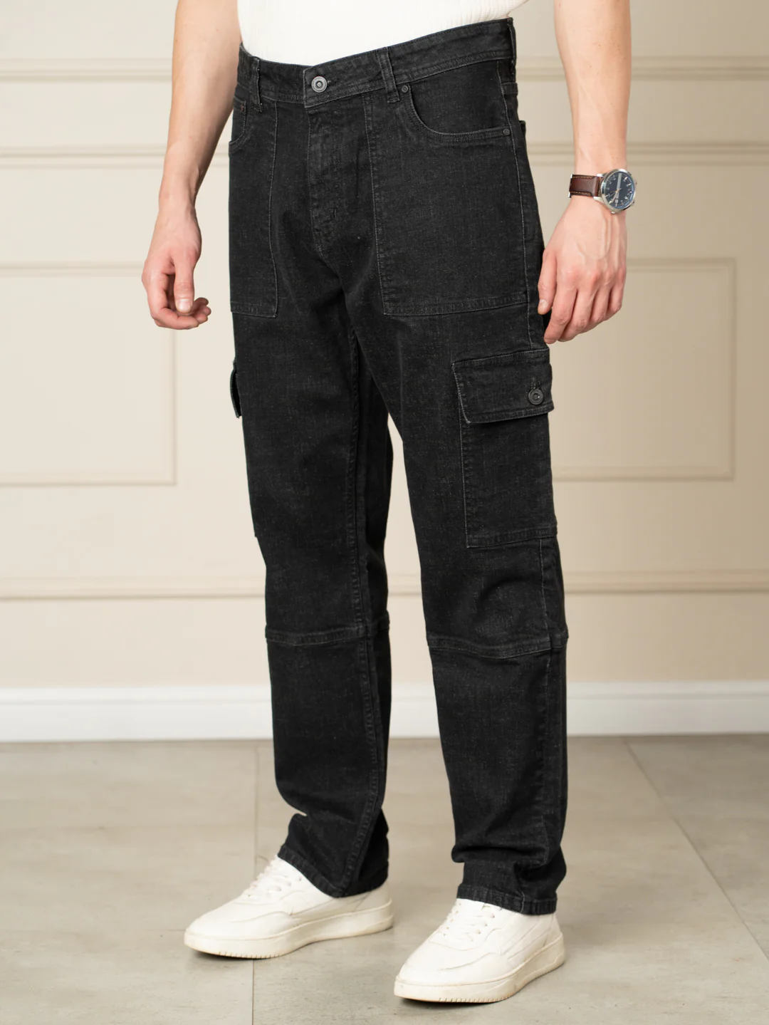 Ridge Black Relaxed Fit Denim Cargos - Image 11