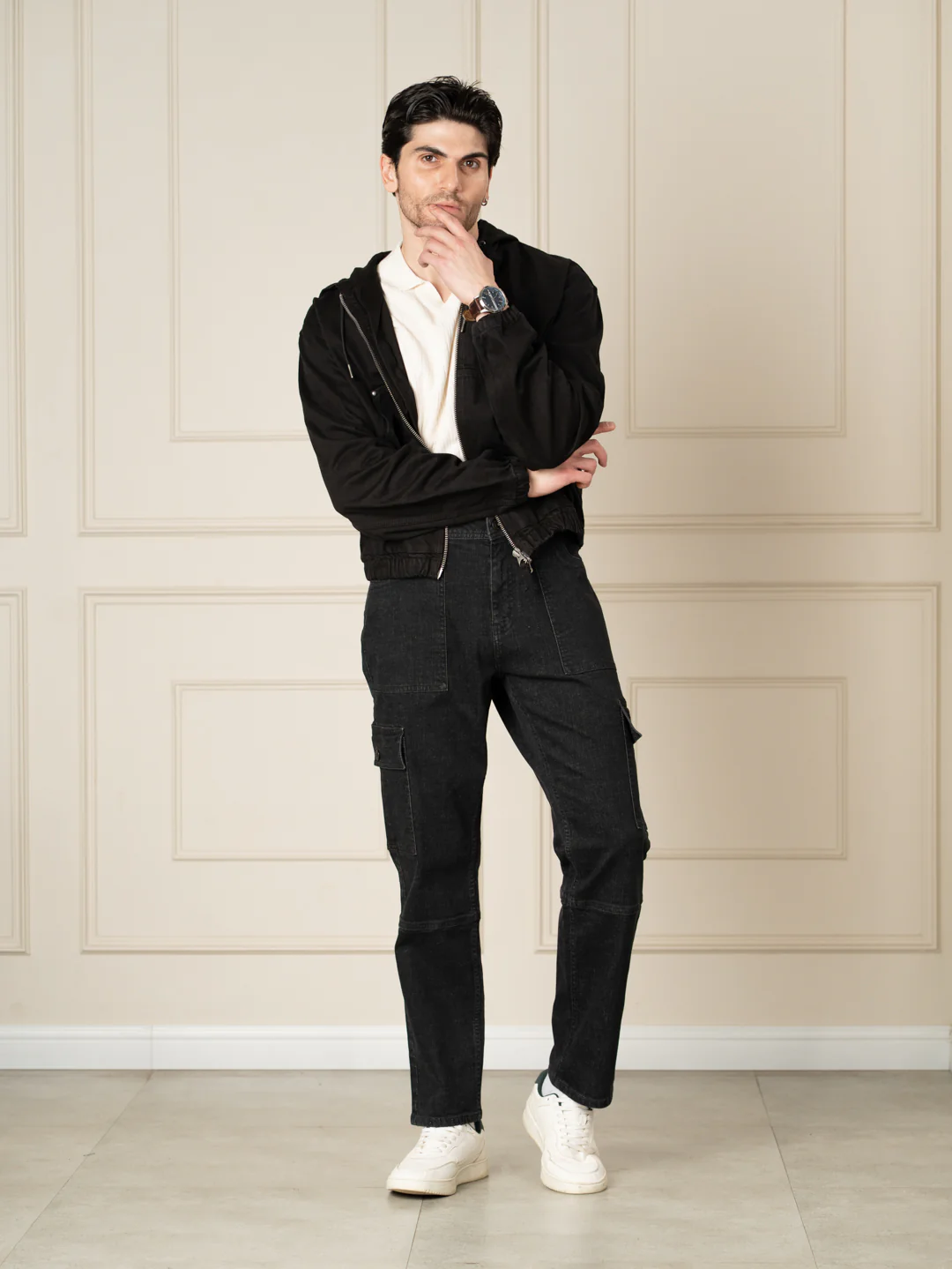 Ridge Black Relaxed Fit Denim Cargos - Image 2