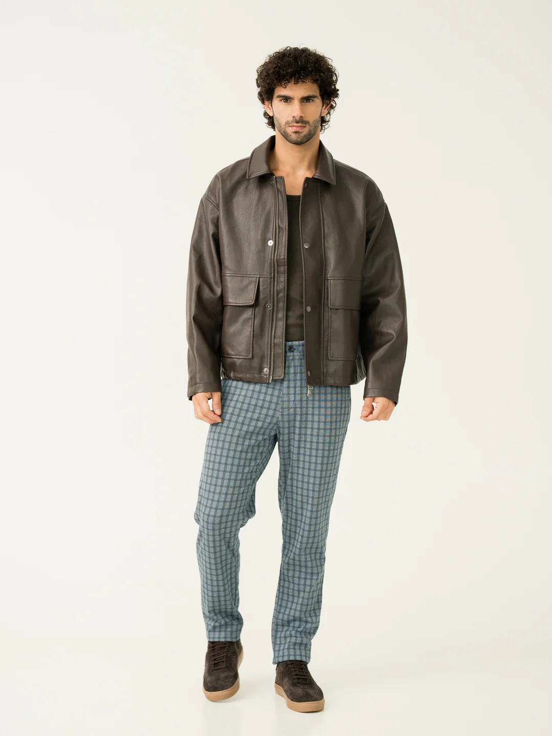 Ripple Blue Checks Slim Fit Power Stretch Pants - Image 5