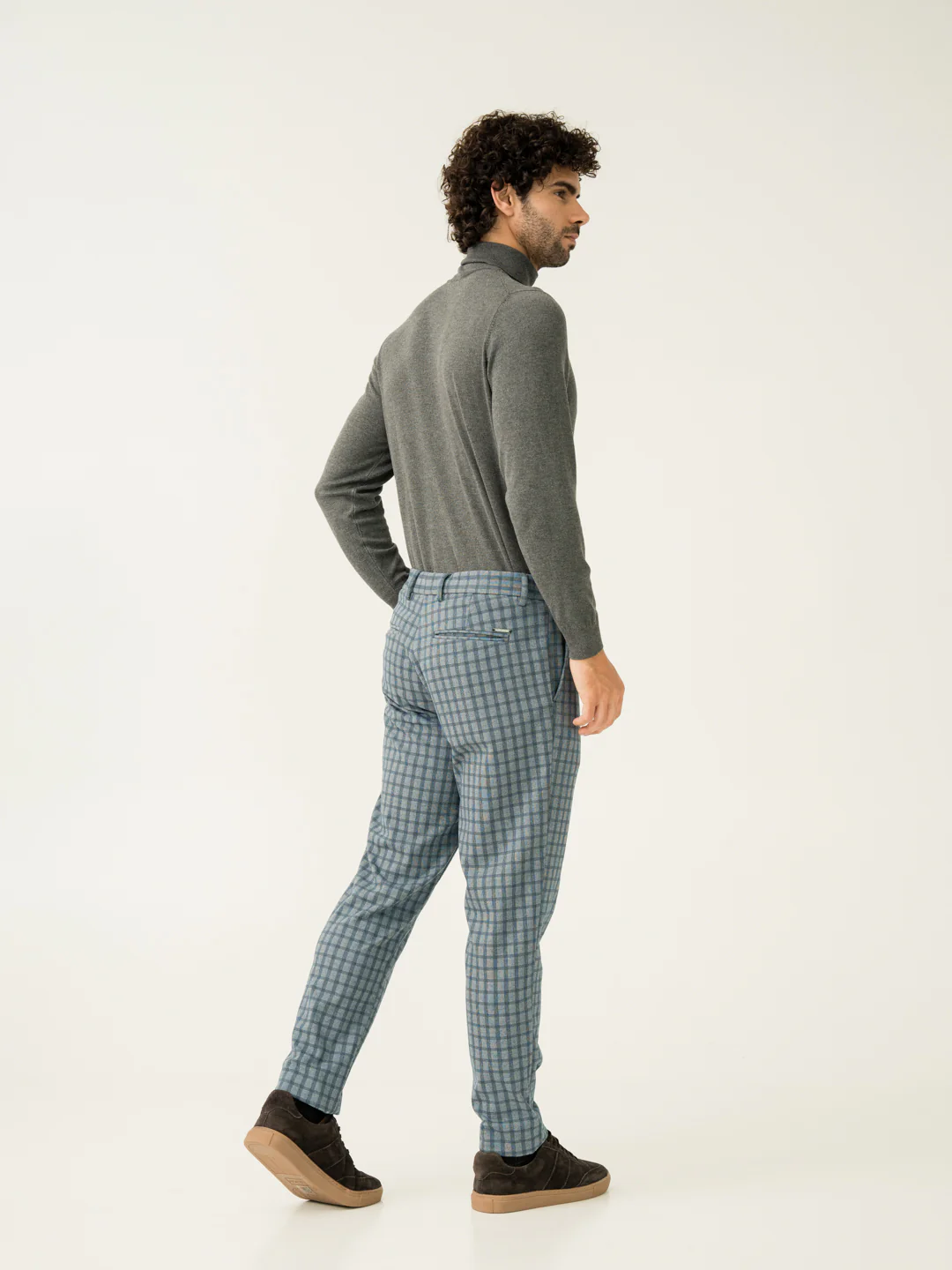 Ripple Blue Checks Slim Fit Power Stretch Pants - Image 8