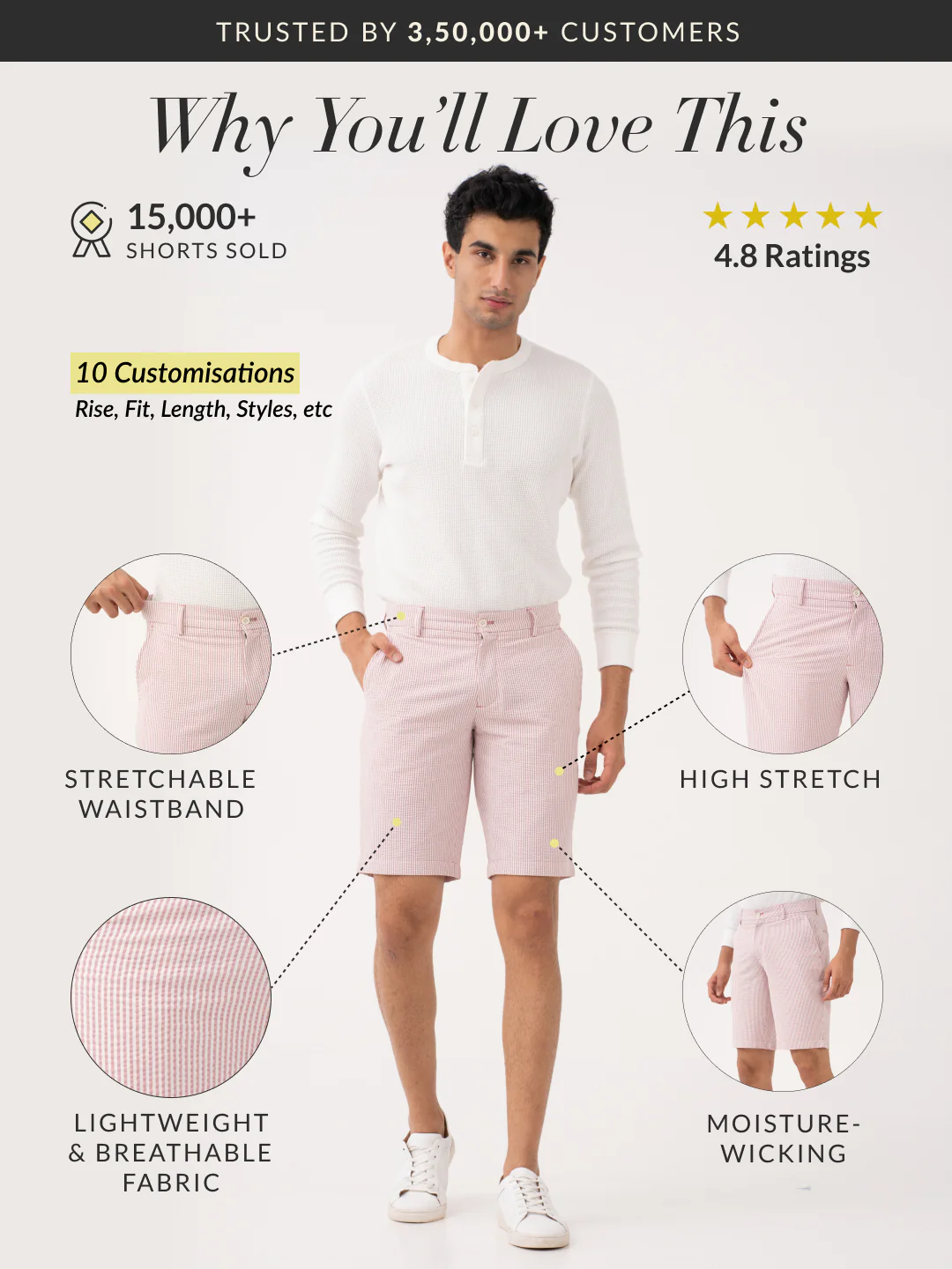 Romeo Rouge Stripes Seersucker Chino Shorts - Image 2