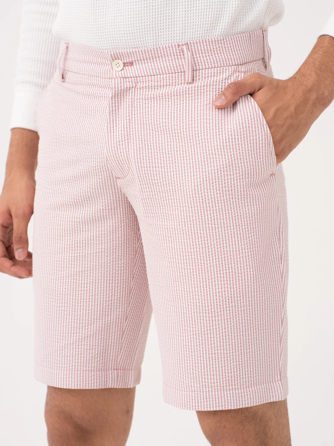 Romeo Rouge Stripes Seersucker Chino Shorts - Image 3