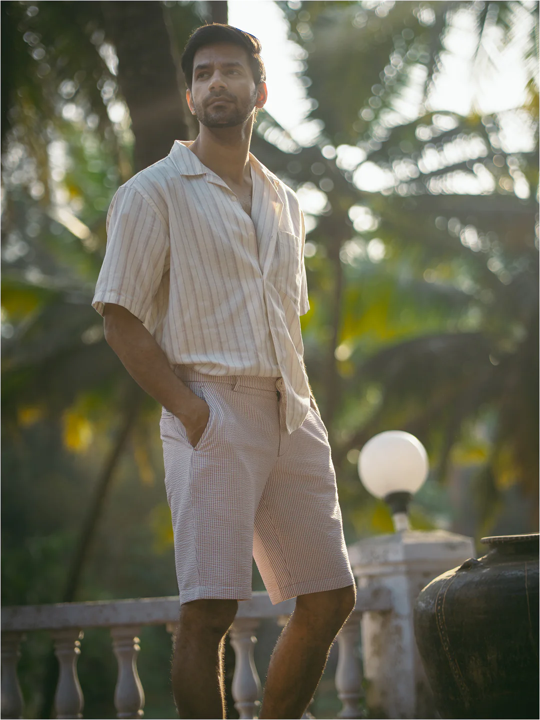 Romeo Rouge Stripes Seersucker Chino Shorts - Image 4