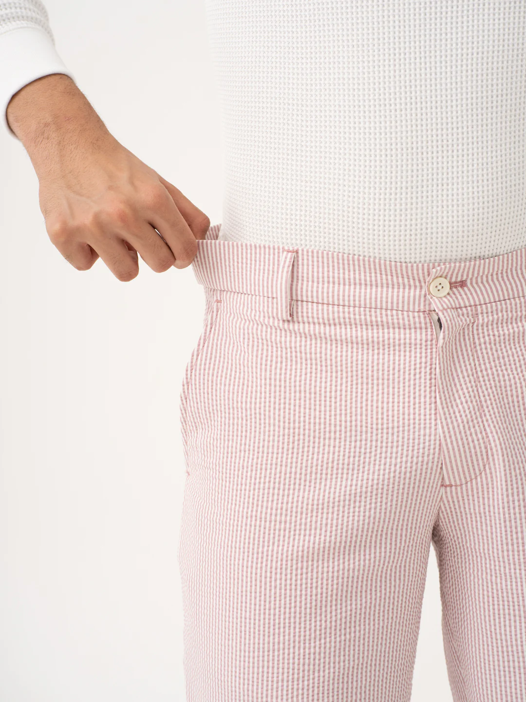 Romeo Rouge Stripes Seersucker Chino Shorts - Image 6