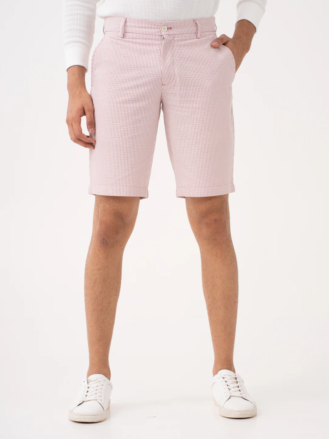 Romeo Rouge Stripes Seersucker Chino Shorts - Image 7