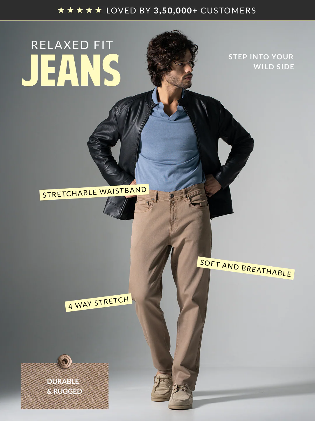 Rustwood Khaki Relaxed Fit Jeans - Image 3