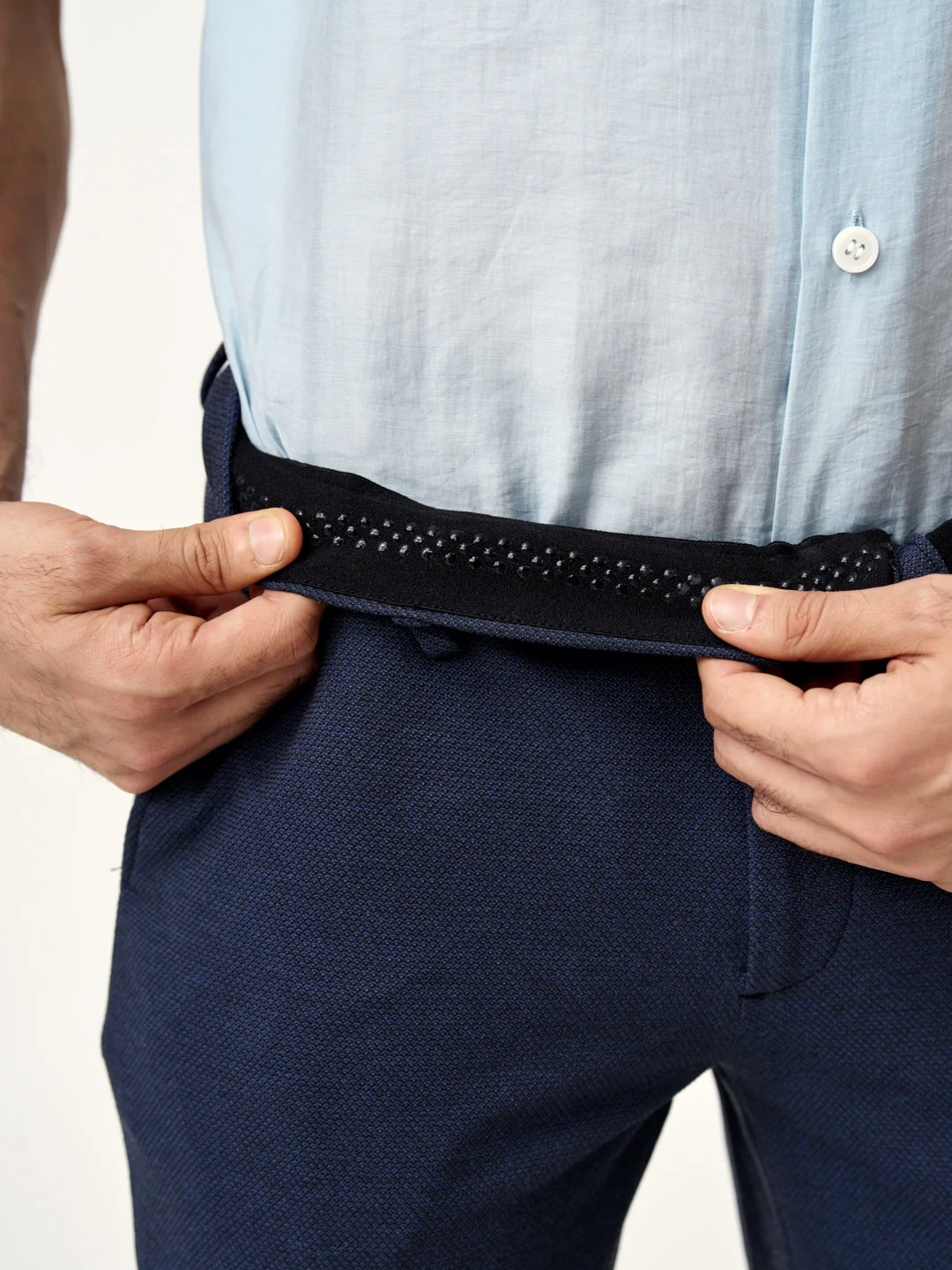Sail Blue Textured Power-Stretch Pants - Image 4
