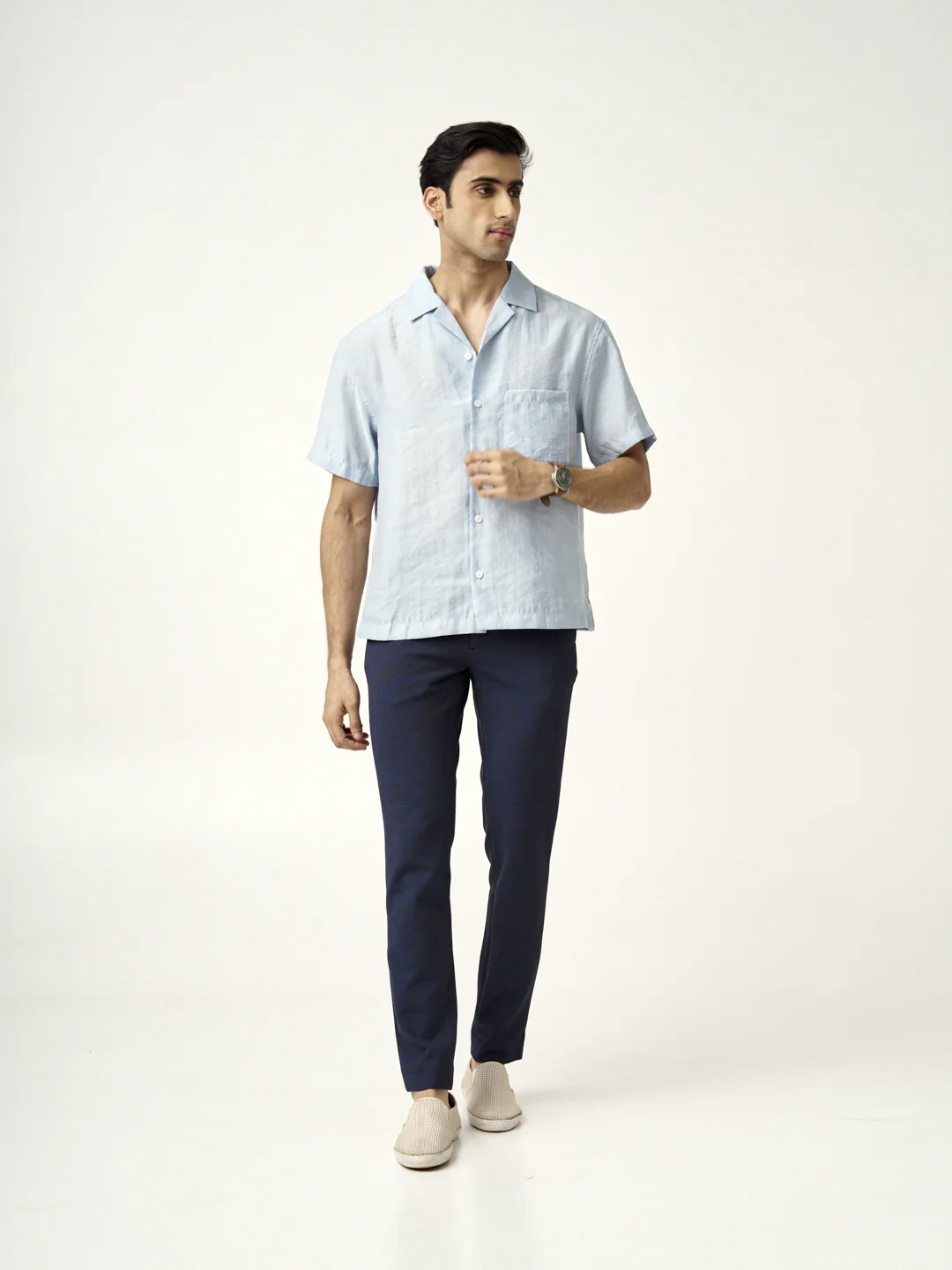 Sail Blue Textured Power-Stretch Pants - Image 5