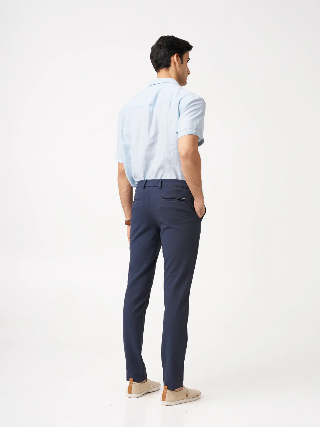 Sail Blue Textured Power-Stretch Pants - Image 8