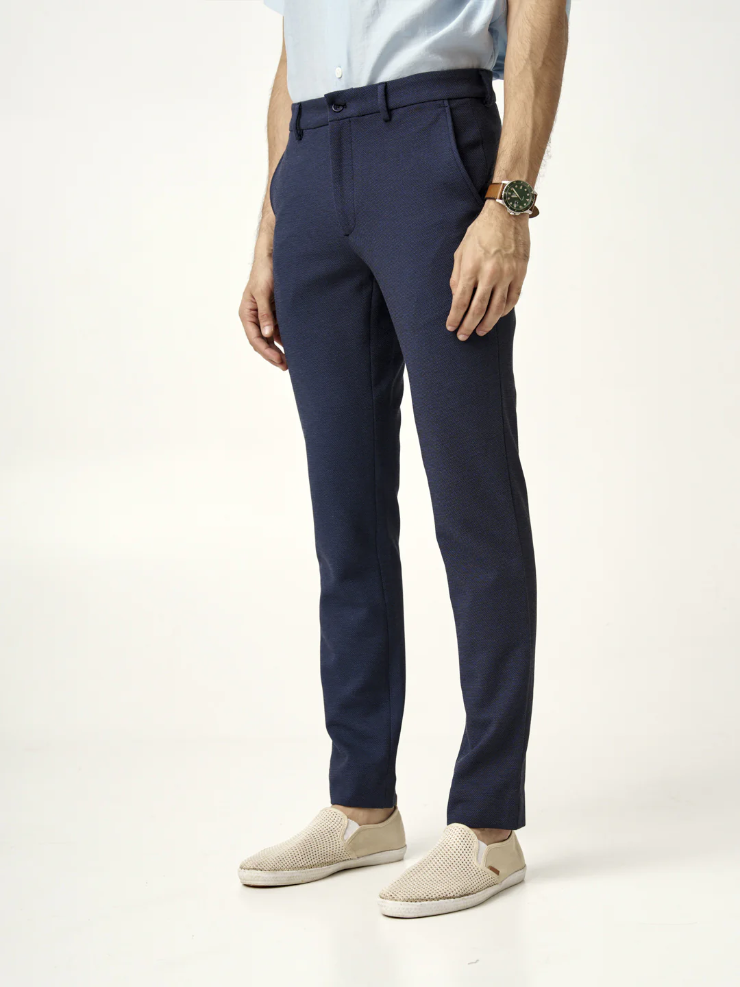 Sail Blue Textured Power-Stretch Pants - Image 9
