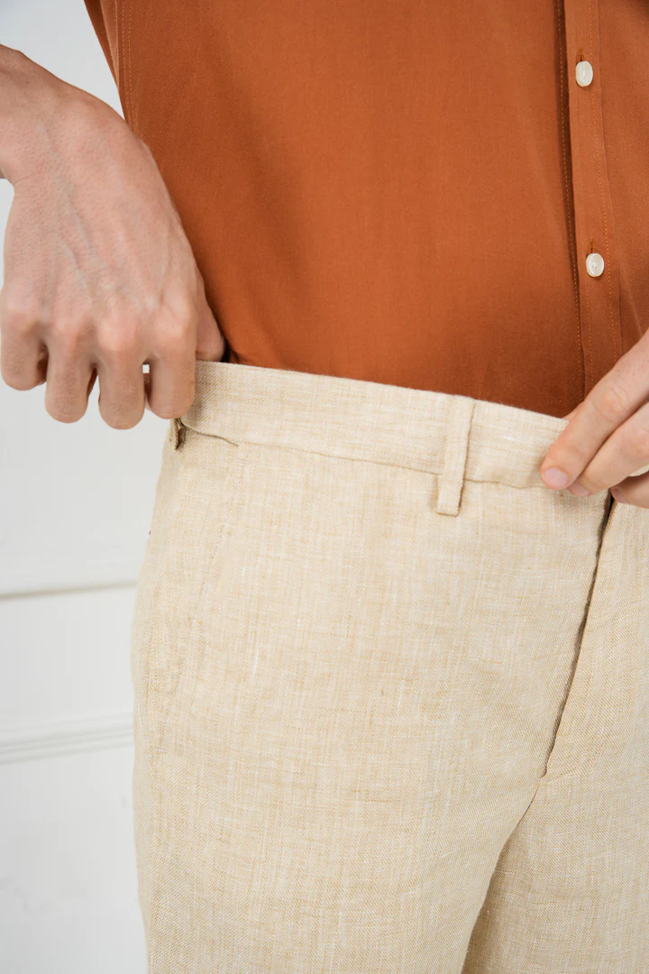 Salted Caramel 100% Linen Chino Shorts - Image 3