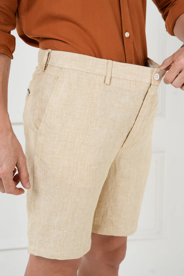 Salted Caramel 100% Linen Chino Shorts - Image 4
