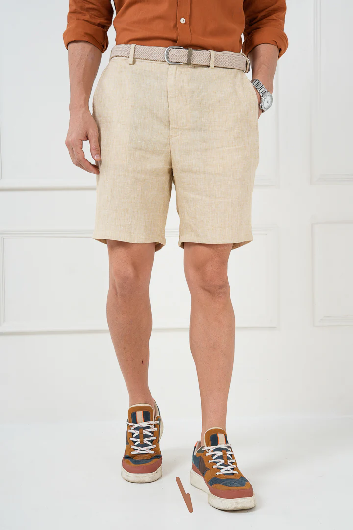 Salted Caramel 100% Linen Chino Shorts - Image 5