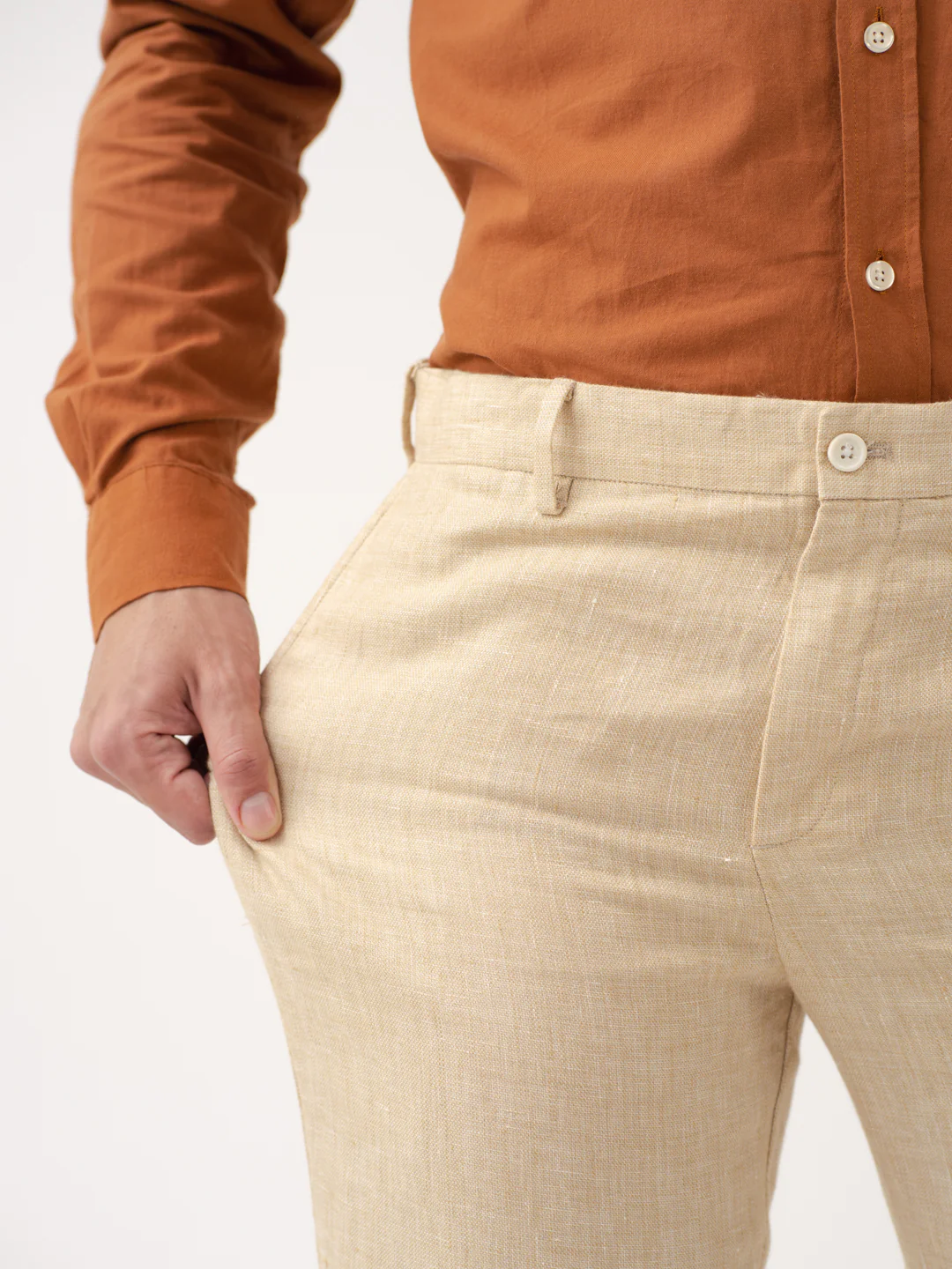 Salted Caramel 100% Linen Pants - Image 3