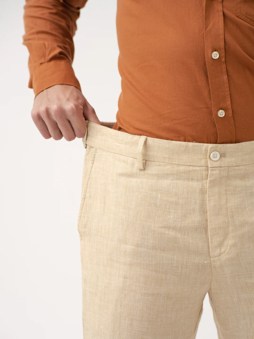 Salted Caramel 100% Linen Pants - Image 4