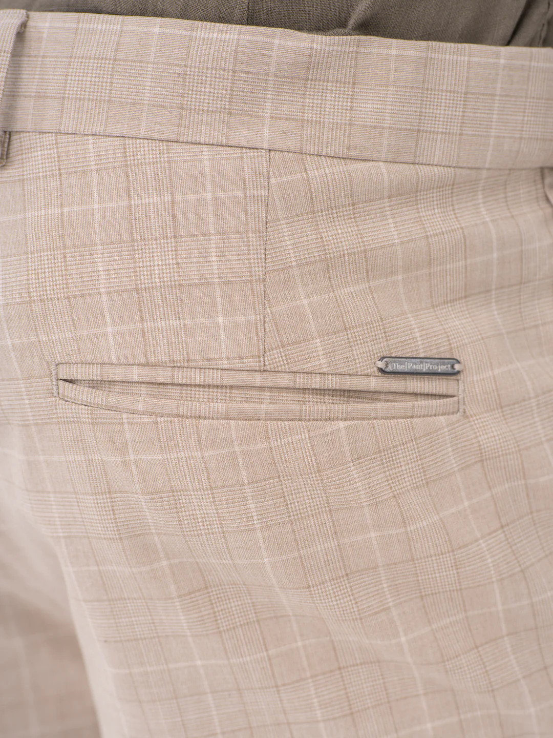 Sandpiper Beige Checks Slim Fit Stretch Formal Pants - Image 10