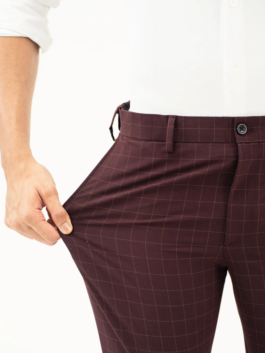 Sangria Wine Checks Formal Pants - Image 3