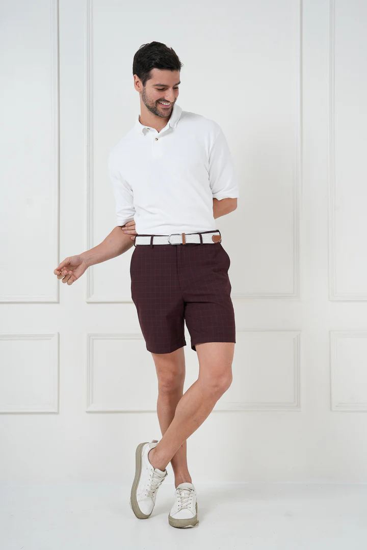Sangria Wine Checks Stretch Chino Shorts - Image 2