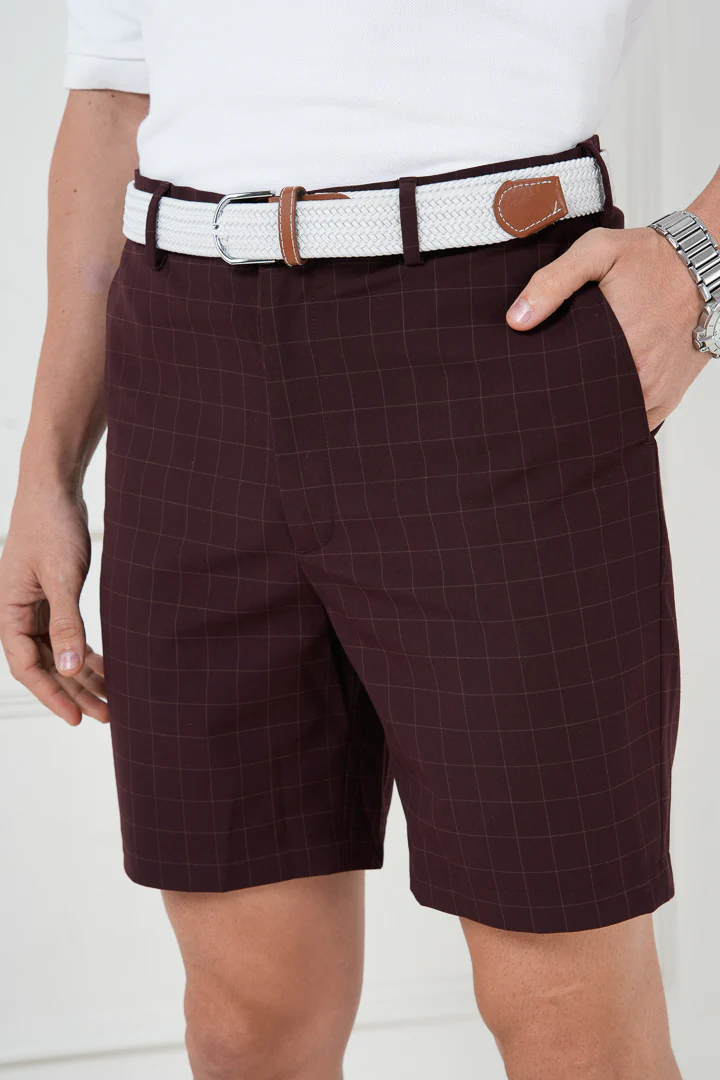 Sangria Wine Checks Stretch Chino Shorts - Image 3