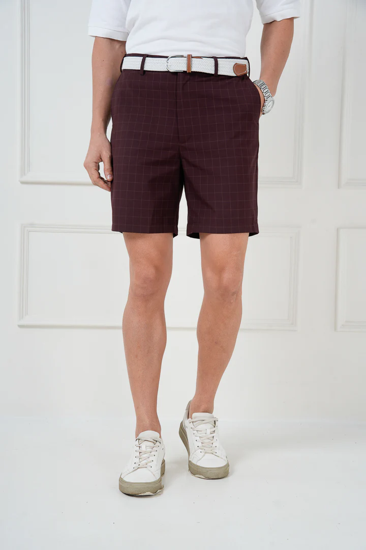 Sangria Wine Checks Stretch Chino Shorts - Image 5