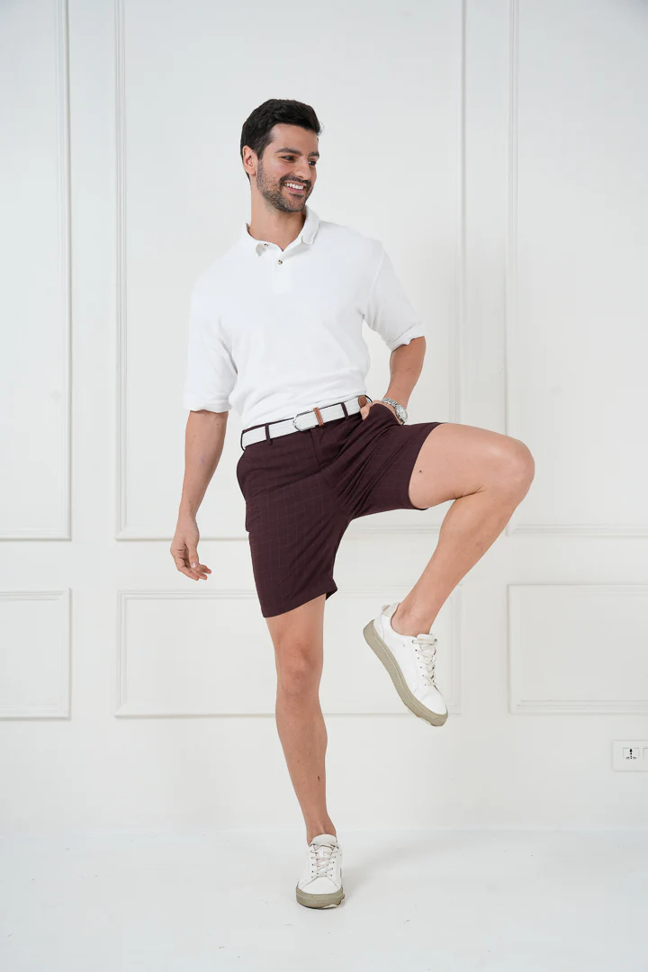 Sangria Wine Checks Stretch Chino Shorts - Image 7