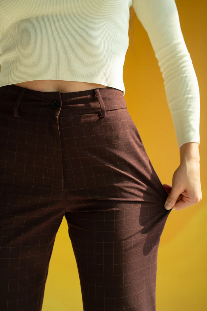Sangria Wine Checks Women Formal Pants - Image 2