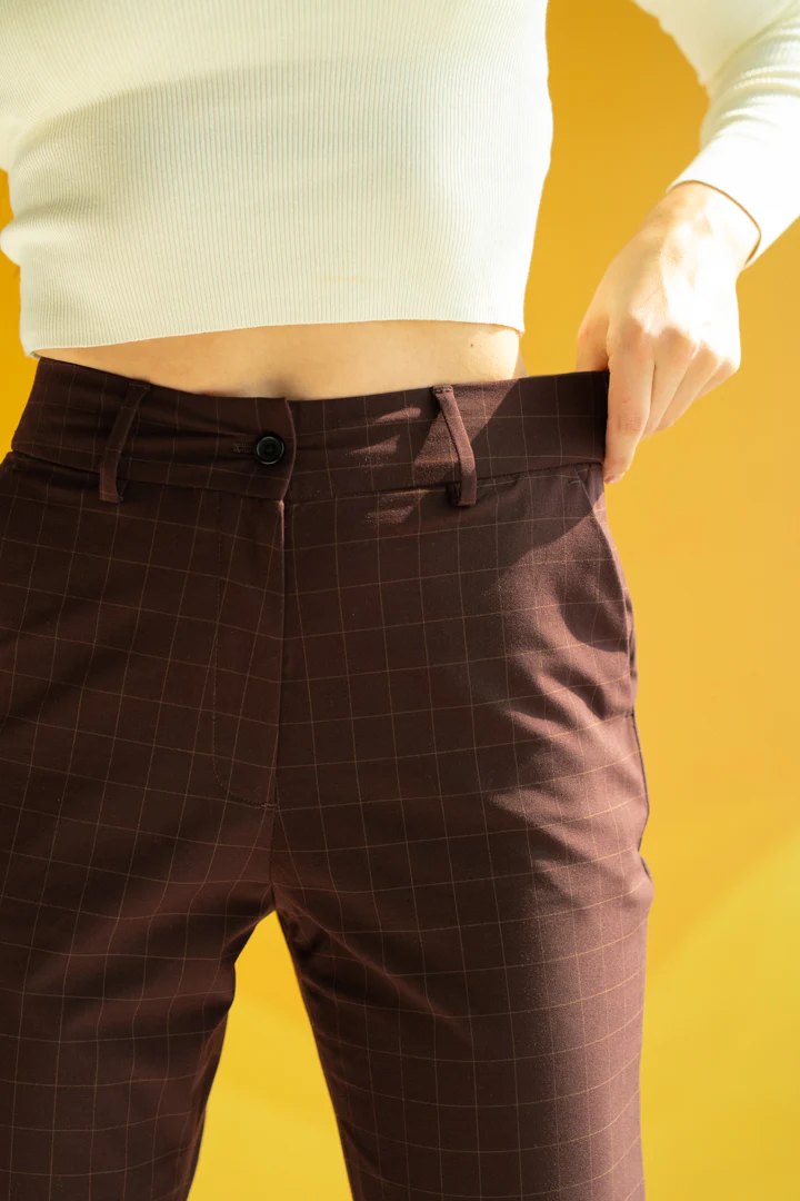 Sangria Wine Checks Women Formal Pants - Image 4