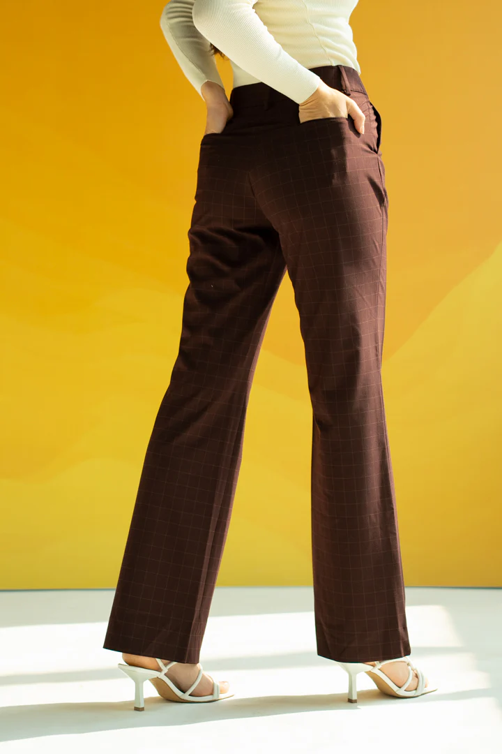 Sangria Wine Checks Women Formal Pants - Image 6