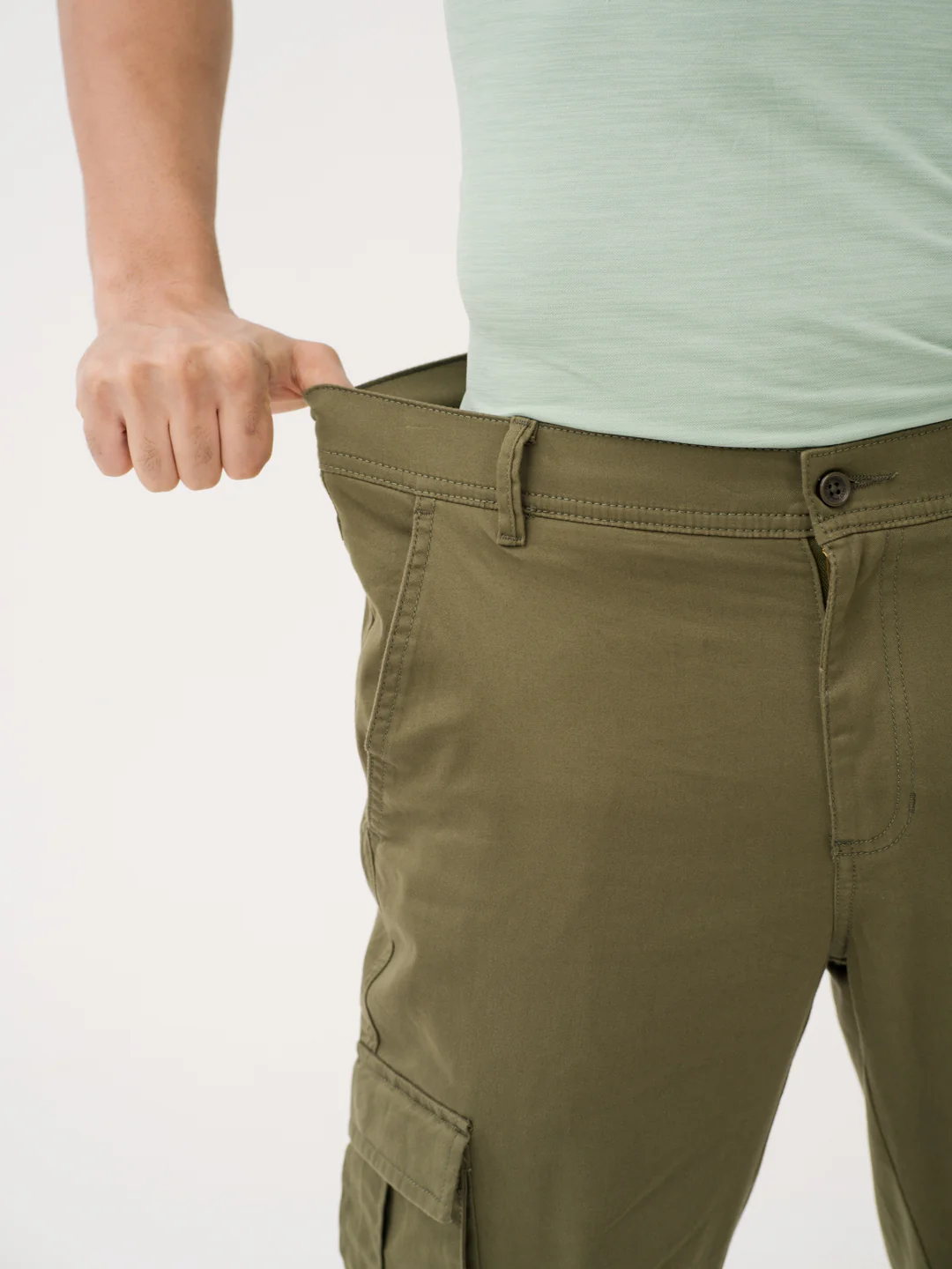 Sap Green Relaxed Fit Stretch Cargo Pants - Image 5