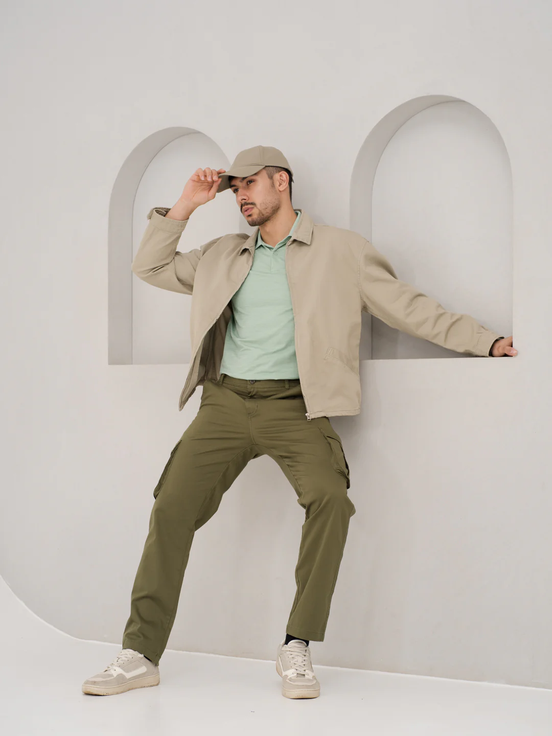 Sap Green Relaxed Fit Stretch Cargo Pants - Image 8