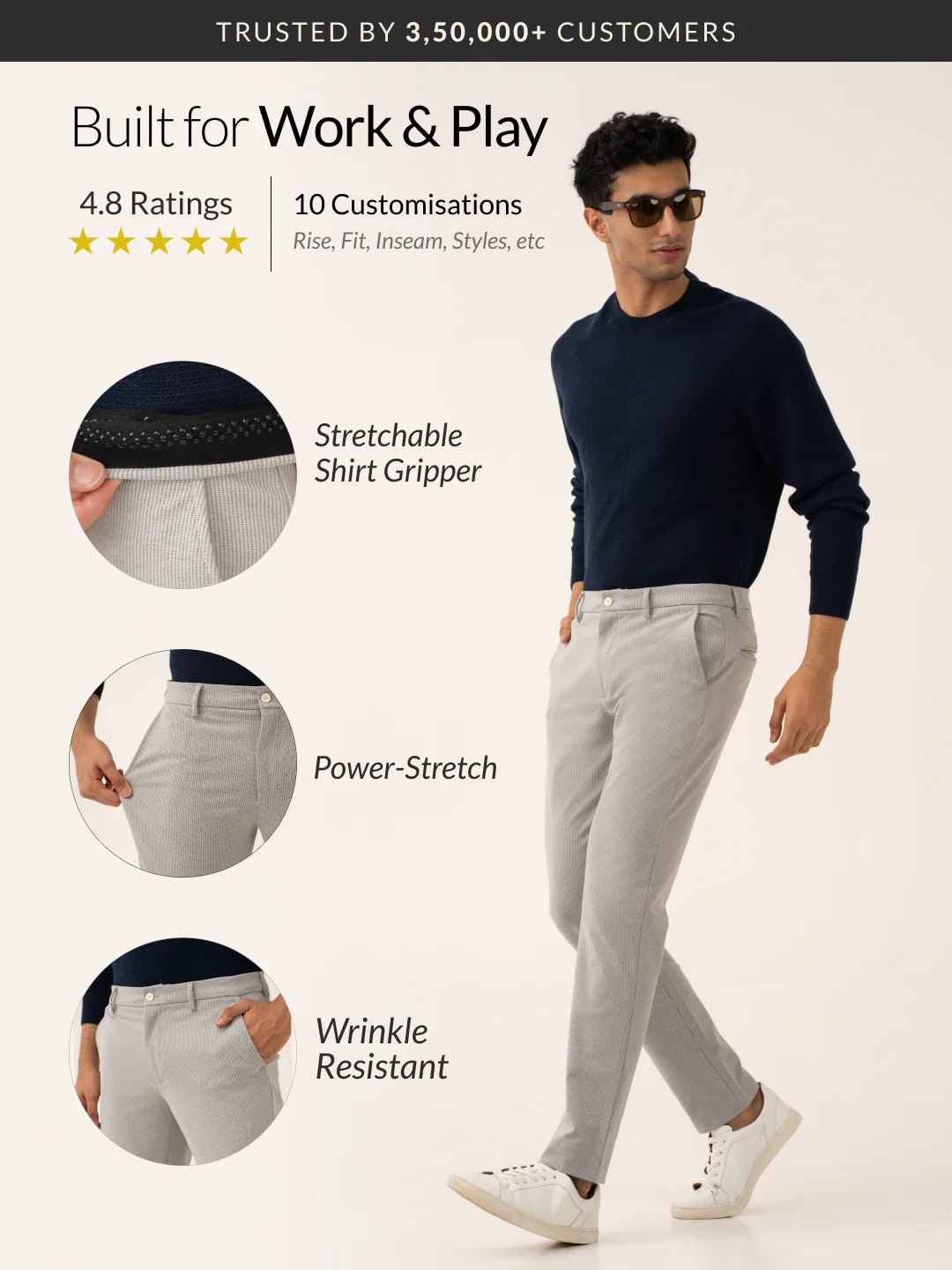Satellite Grey Houndstooth Power-Stretch Pants - Image 2