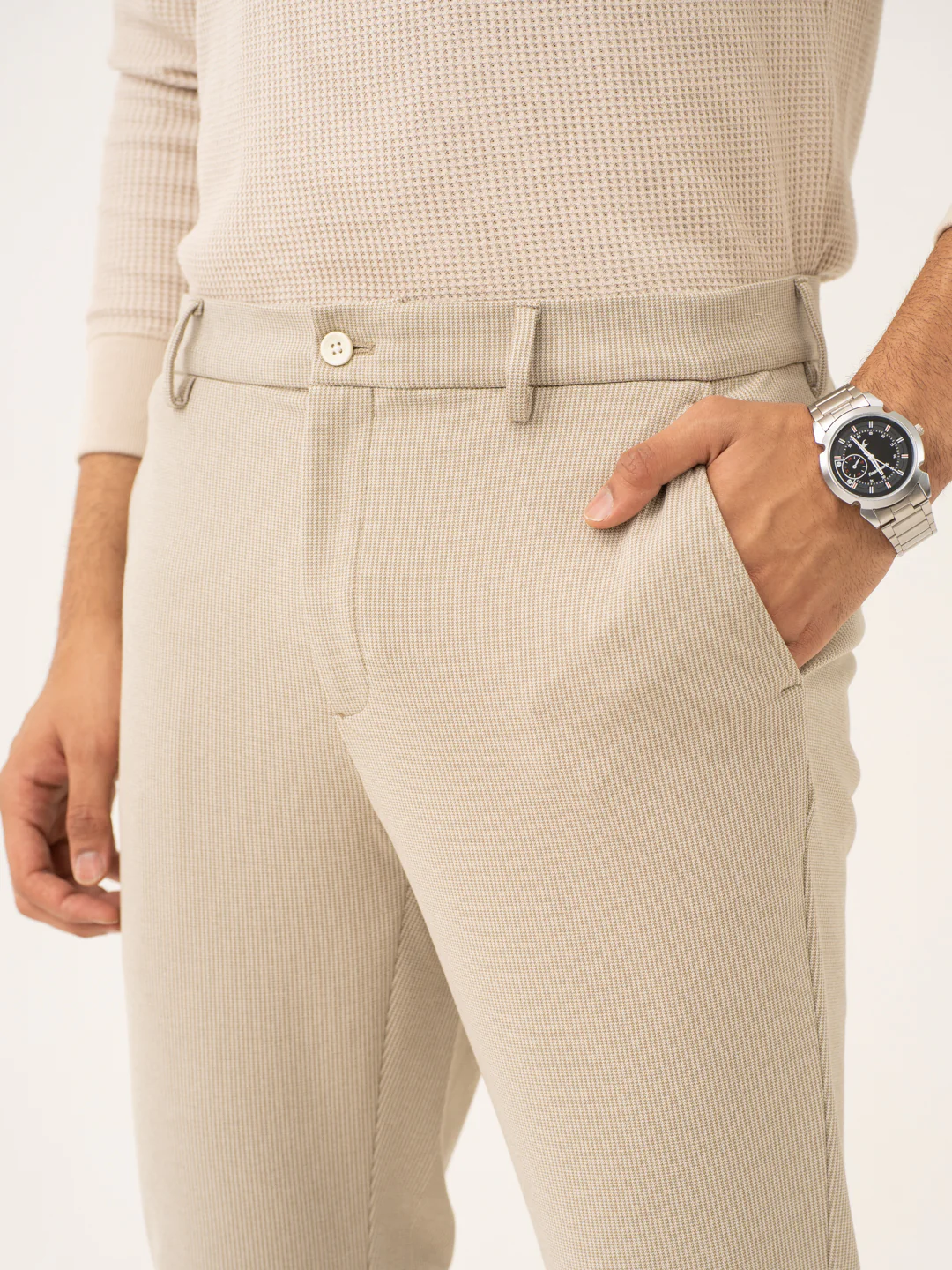 Saturn Khaki Houndstooth Power-Stretch Pants - Image 10