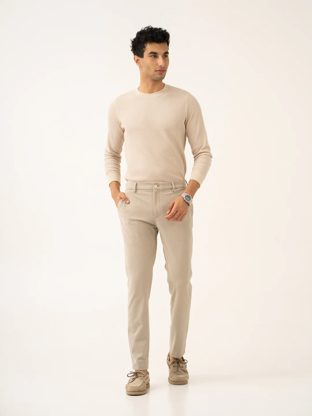 Saturn Khaki Houndstooth Power-Stretch Pants - Image 12