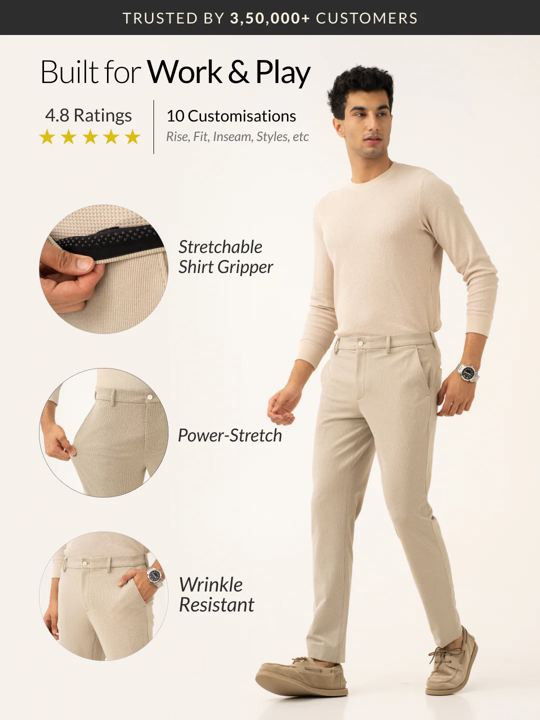 Saturn Khaki Houndstooth Power-Stretch Pants - Image 2