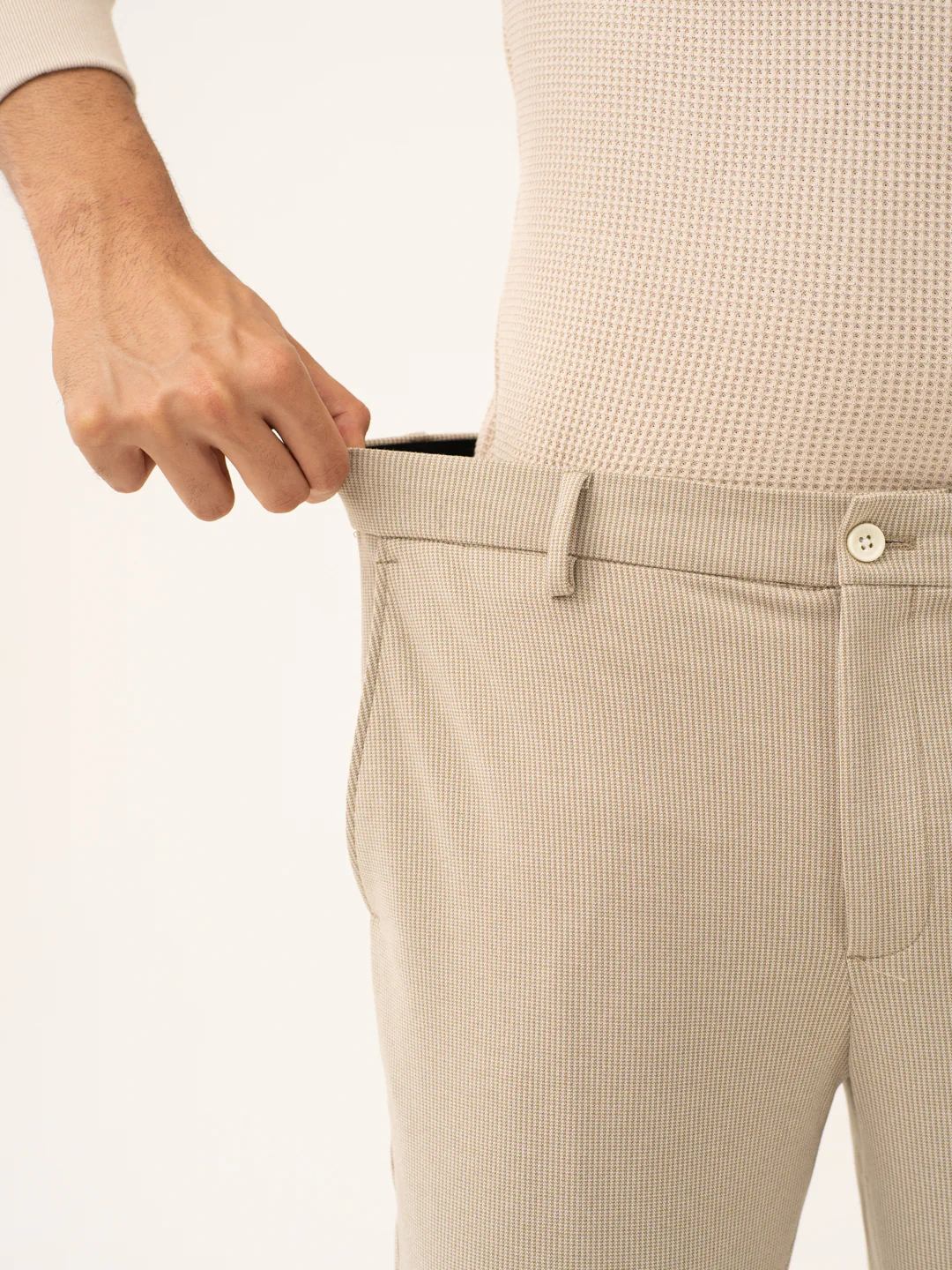 Saturn Khaki Houndstooth Power-Stretch Pants - Image 4