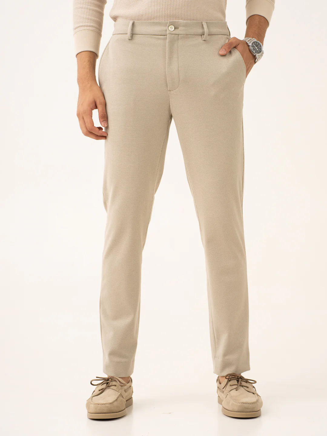 Saturn Khaki Houndstooth Power-Stretch Pants - Image 5