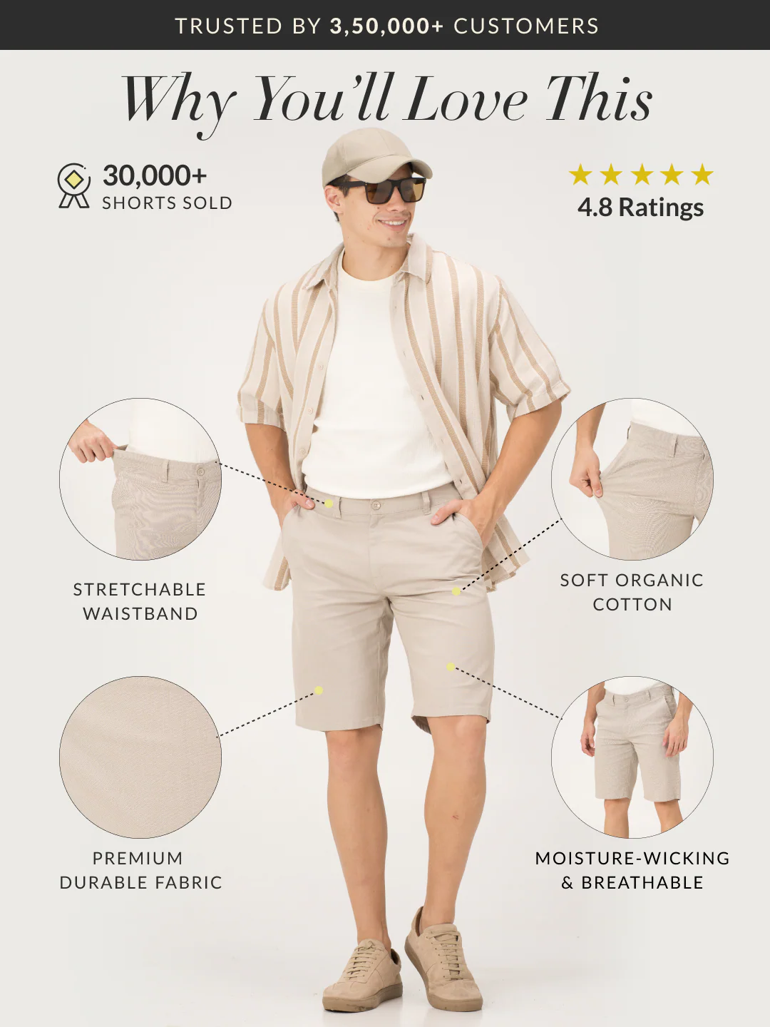 Sesame Beige Chino Shorts - Image 3